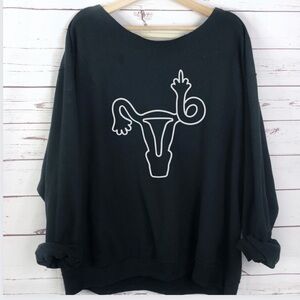 Slouchy Middle Finger Uterus Graphic Sweatshirt